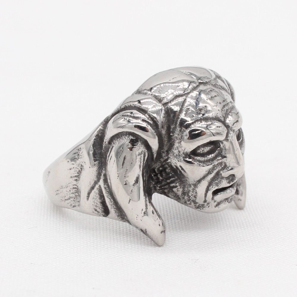 Planderful Titanium Steel Ring Unisex Retro Monster Design Protection Statement For Men And Women