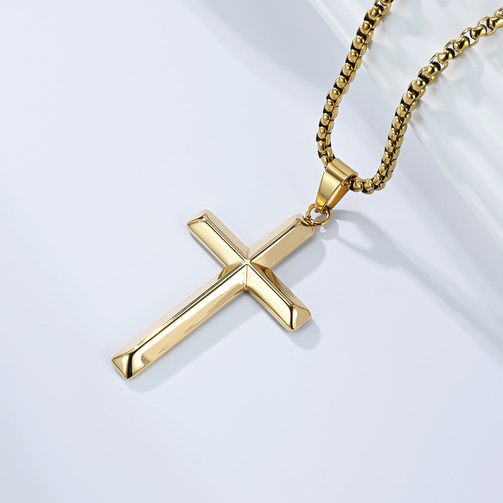 Stainless Steel Cross Necklace Planderful Everyday Genie Unisex Premium Glossy Rhombus Pendant