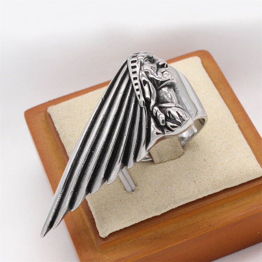 Planderful Everyday Genie – European and American Personalized Retro Indian Men's Titanium Steel Ring