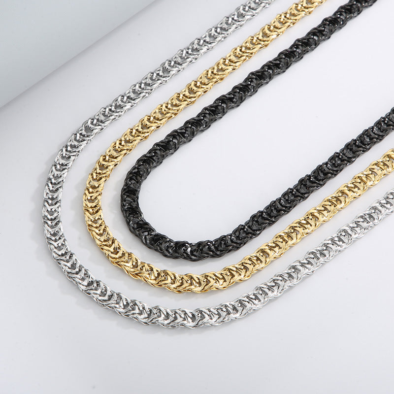 Street Men's Titanium Steel Encrypted Creative Woven Chain, Wind Stainless Steel Buckle Necklace