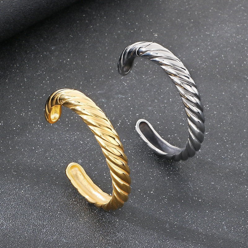 Planderful Men C Shaped Hipster Bracelet 18k Gold Plated