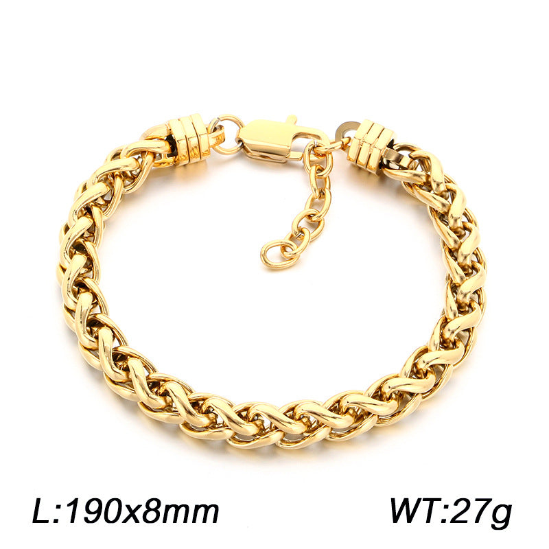 Rock Day Buckle – Hip Hop 8mm Keel Flower Basket Chain With Extension Chain Stainless Bracelet