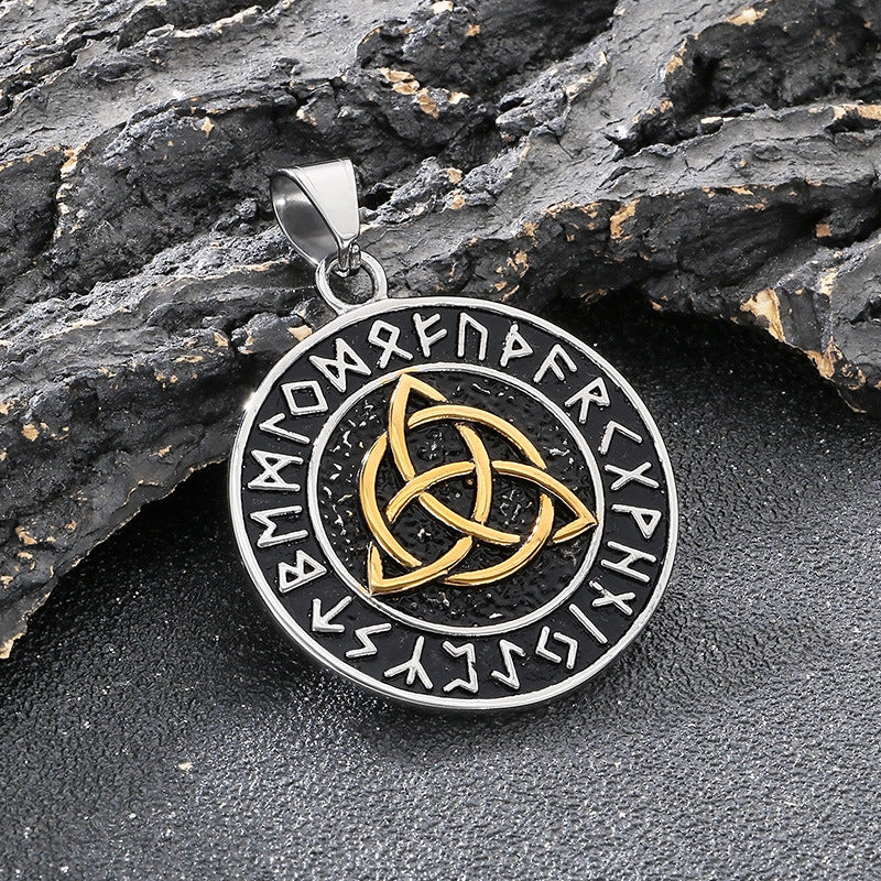 Planderful Men Double Sided Nordic Rune Pendant Titanium