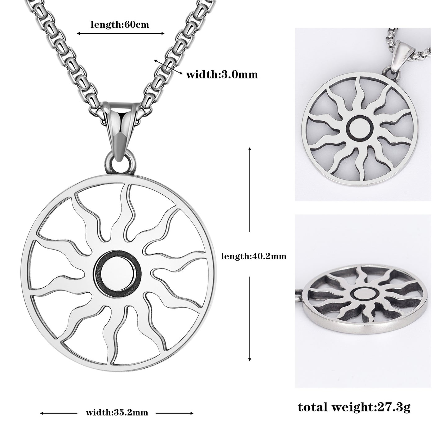 Titanium Steel Necklace – Minimalist Nordic Helios Pendant