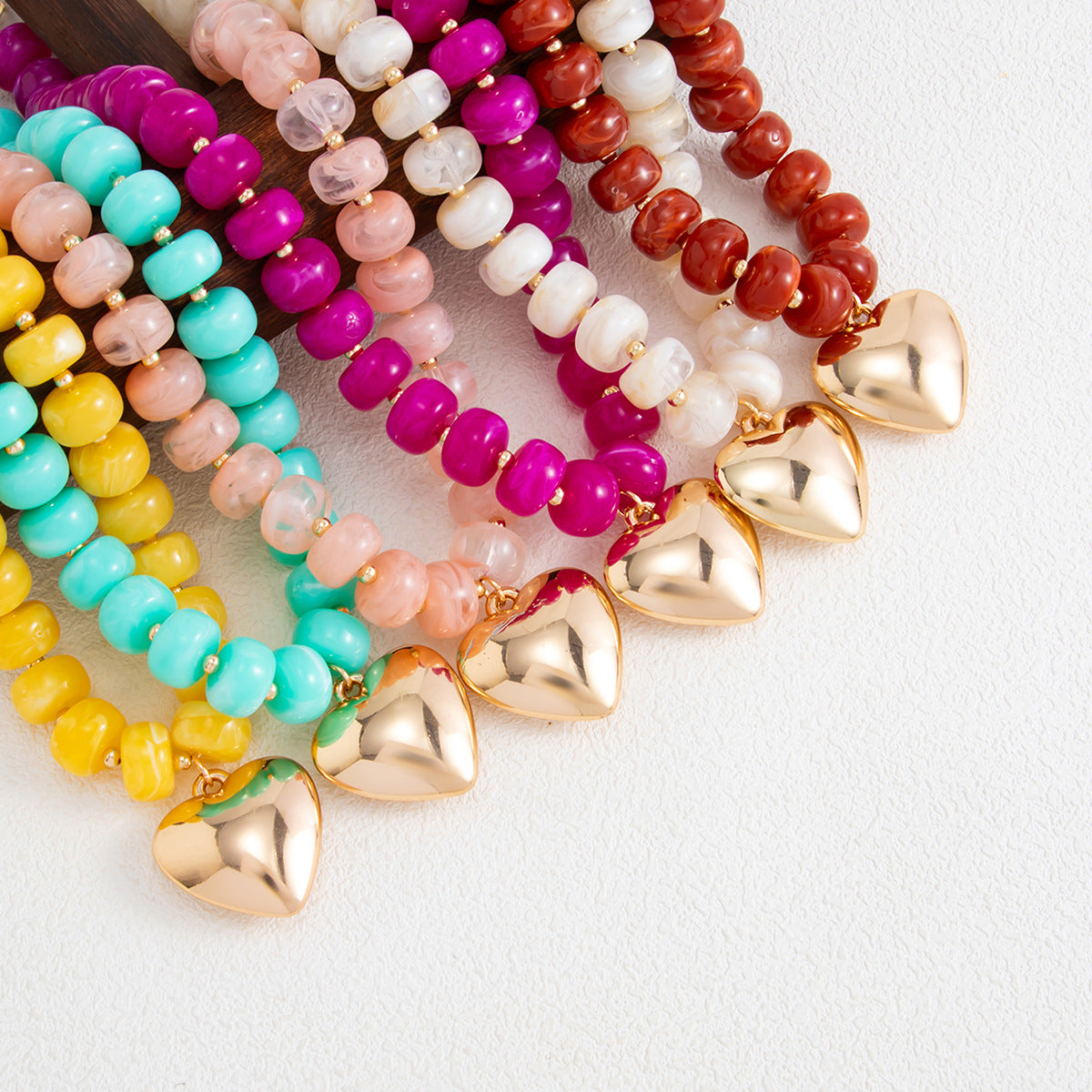 Candy-Color Heart Beaded Necklace