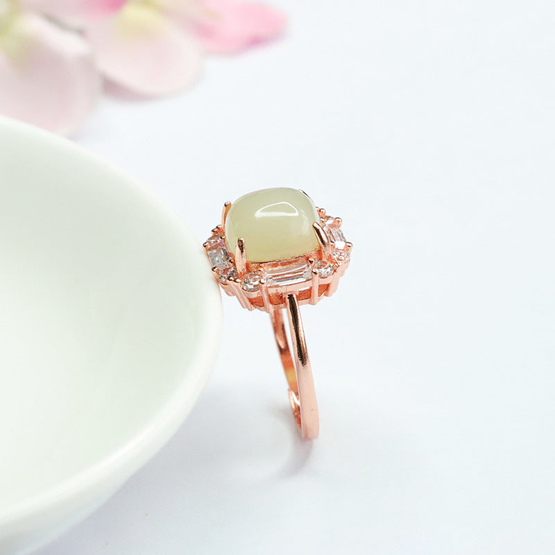 Hetian Jade Sugar-Cube Ring