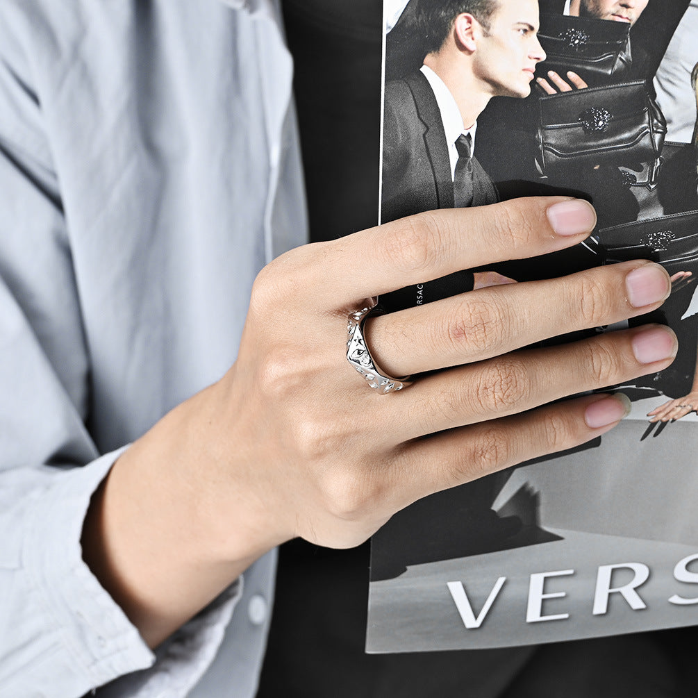 Titanium Steel Stars Moon Eyes Ring for Men's Fashion Wear