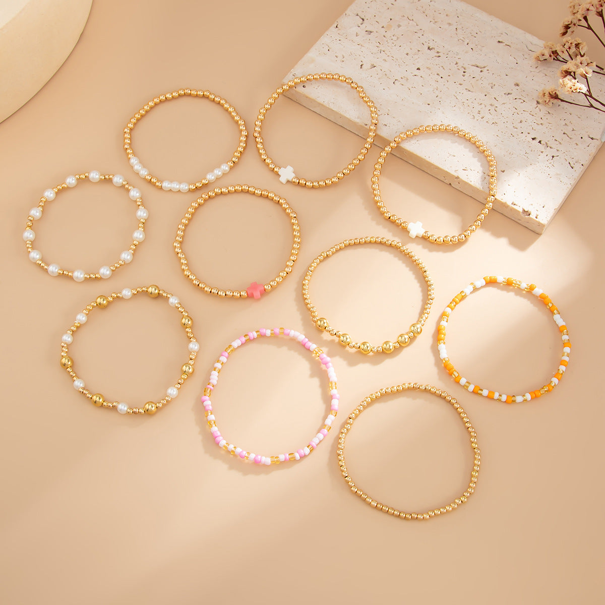 Planderful Starfish Cross Bracelet Elastic Beaded Jewelry Women Versatile Holiday Stacking Accessory Vienna Verve