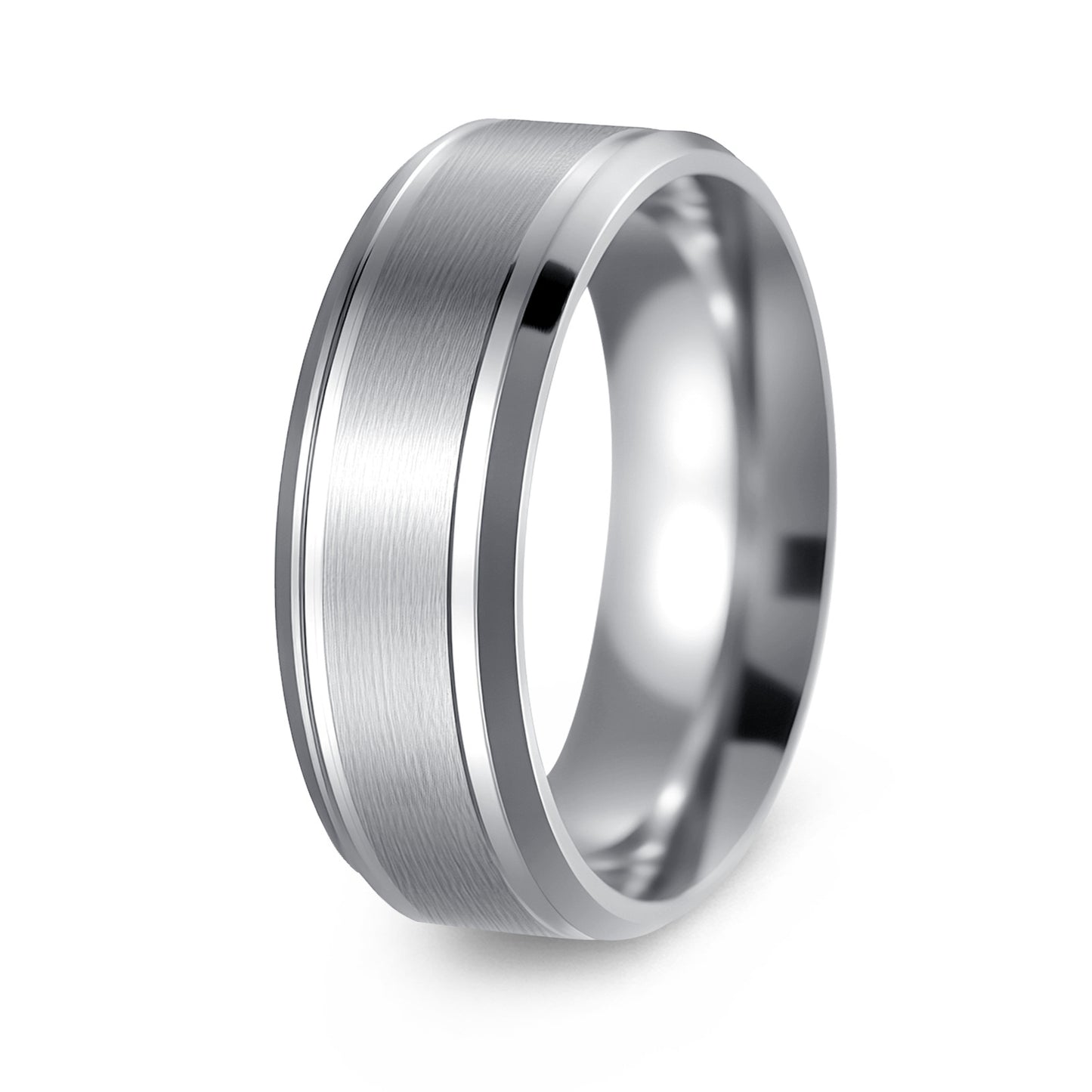 Planderful Everyday Genie Stainless Steel Ring 8 6mm Wide Minimalist Double Bevel For Men With Unisex Protection