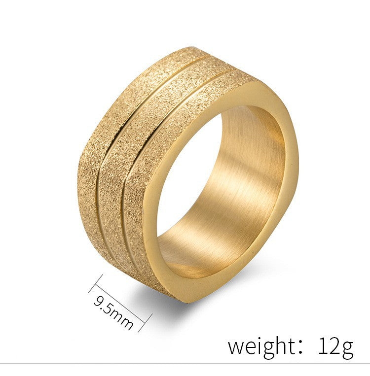 Planderful Square Titanium Ring With Pearl Sand Finish For Couples Fashionable Everyday Jewelry