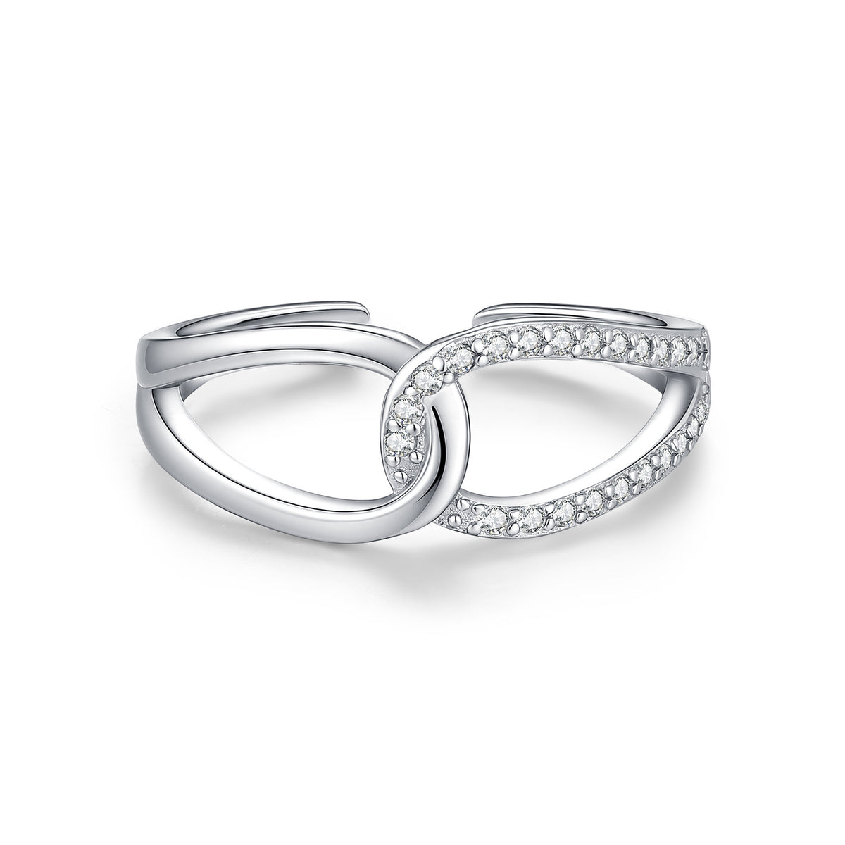 925 Sterling Silver Open Interwoven Double Ring