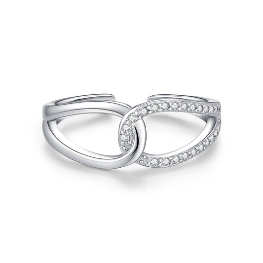 925 Sterling Silver Open Interwoven Double Ring