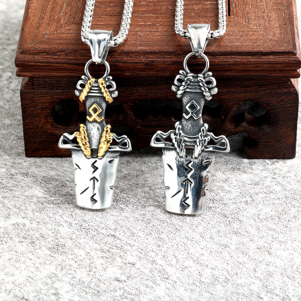 Viking Dagger Stainless Steel Pendant Necklace