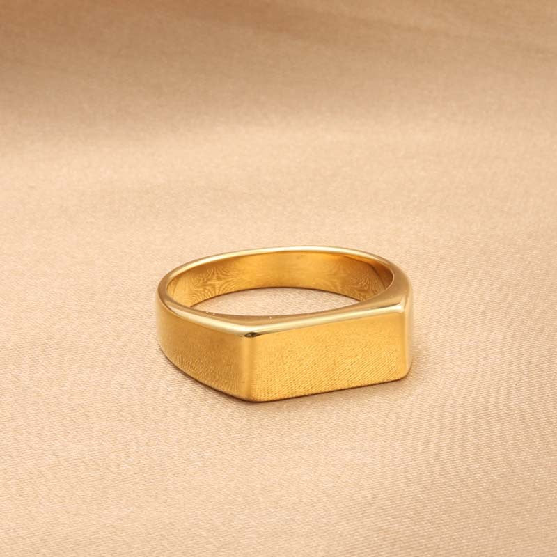 Titanium Steel Retro Rectangular Ring for Men - Trendy Stainless Steel Accessories Direct from Manufacturer