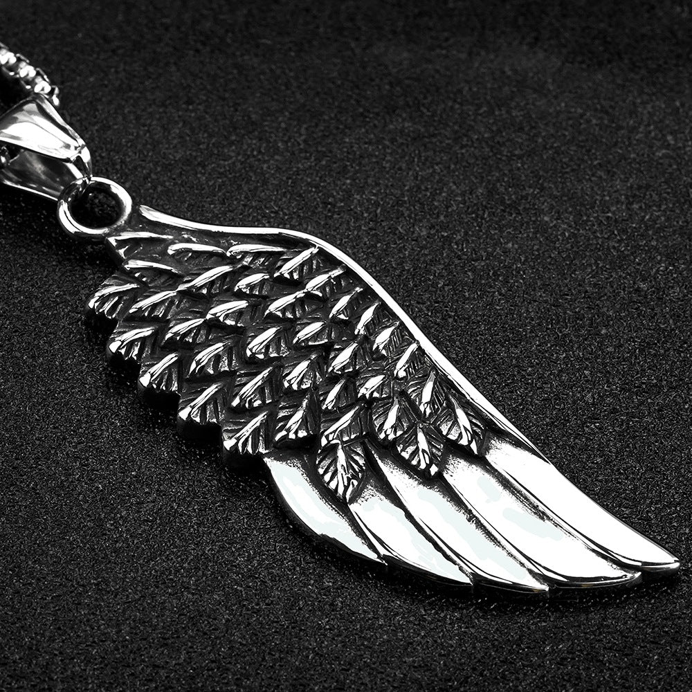 European And American Retro Wings Titanium Steel Necklace for Men