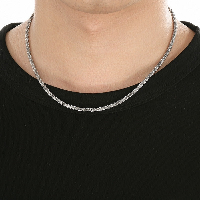 And Stainless Steel Women'S Flash Chain Collarbone Chain, Minimalist Twisted Rope Chain Corn Necklace