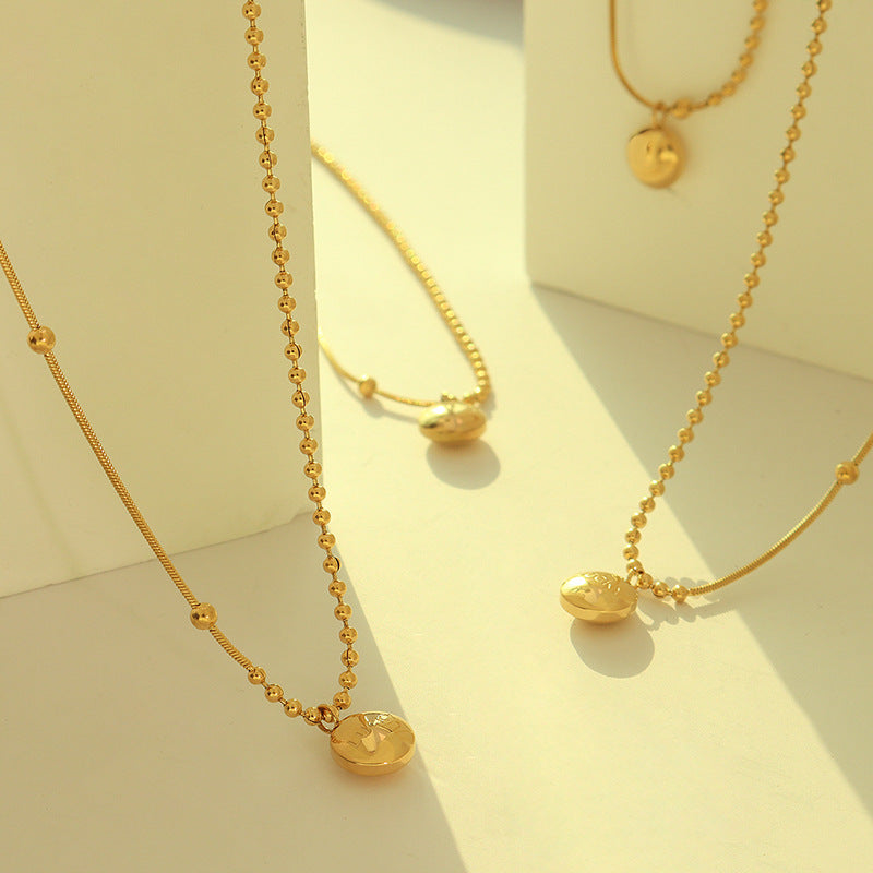 Luxe Golden Bean Necklace with Snake Chain - Everyday Genie Series