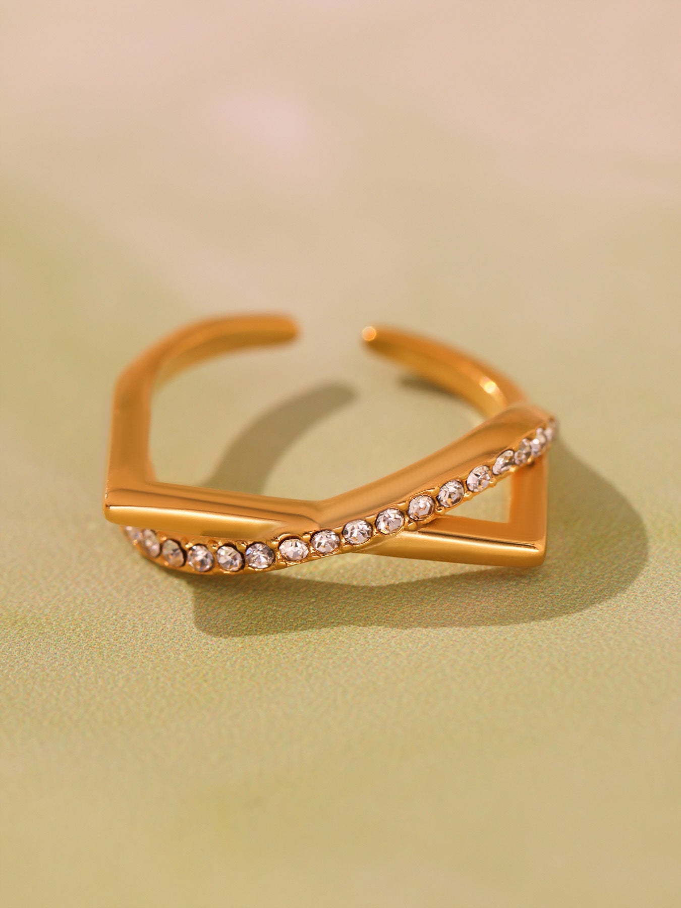 Planderful Zircon Bead Ring For Women Open Design Luxury