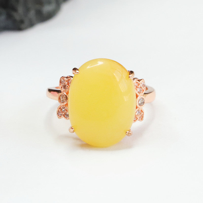 Honey Wax Zircon Bow Ring - Sterling Silver Bee Ring