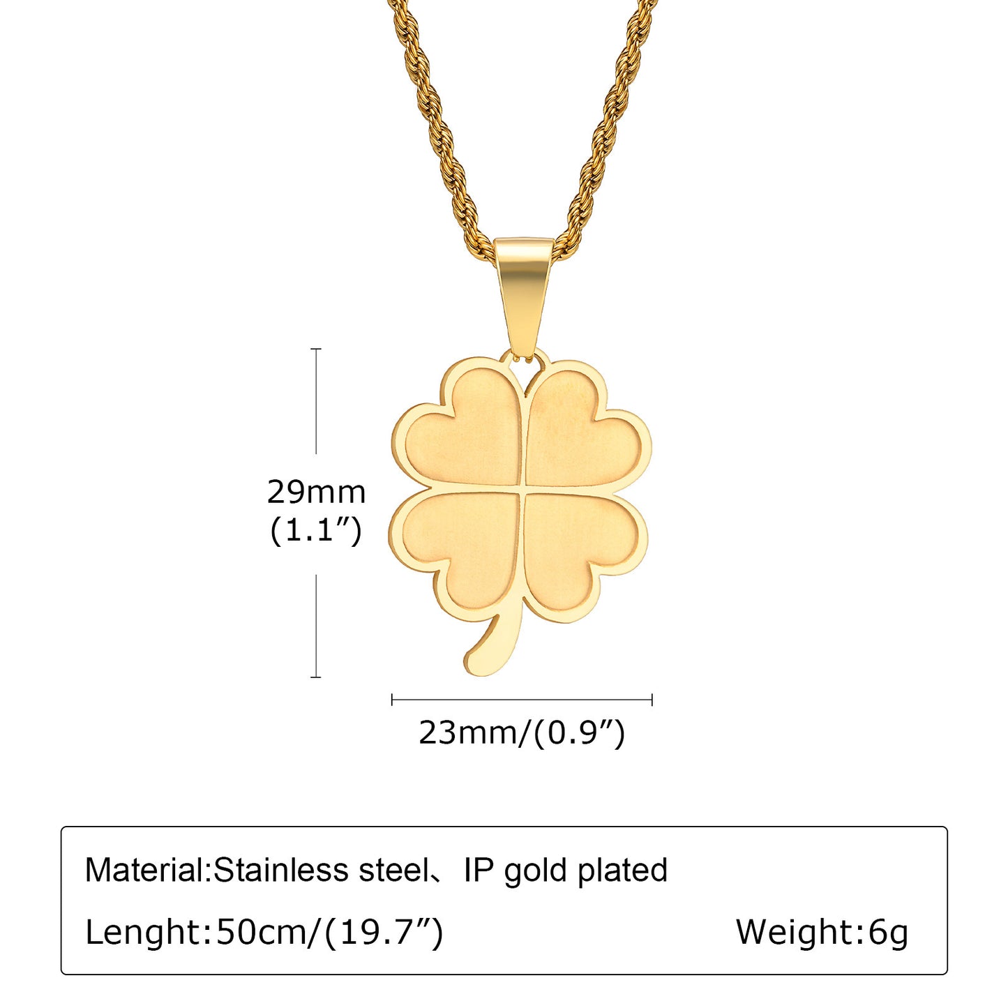 Jewelry Stainless Steel Four-Leaf Pendant Necklace Unisex