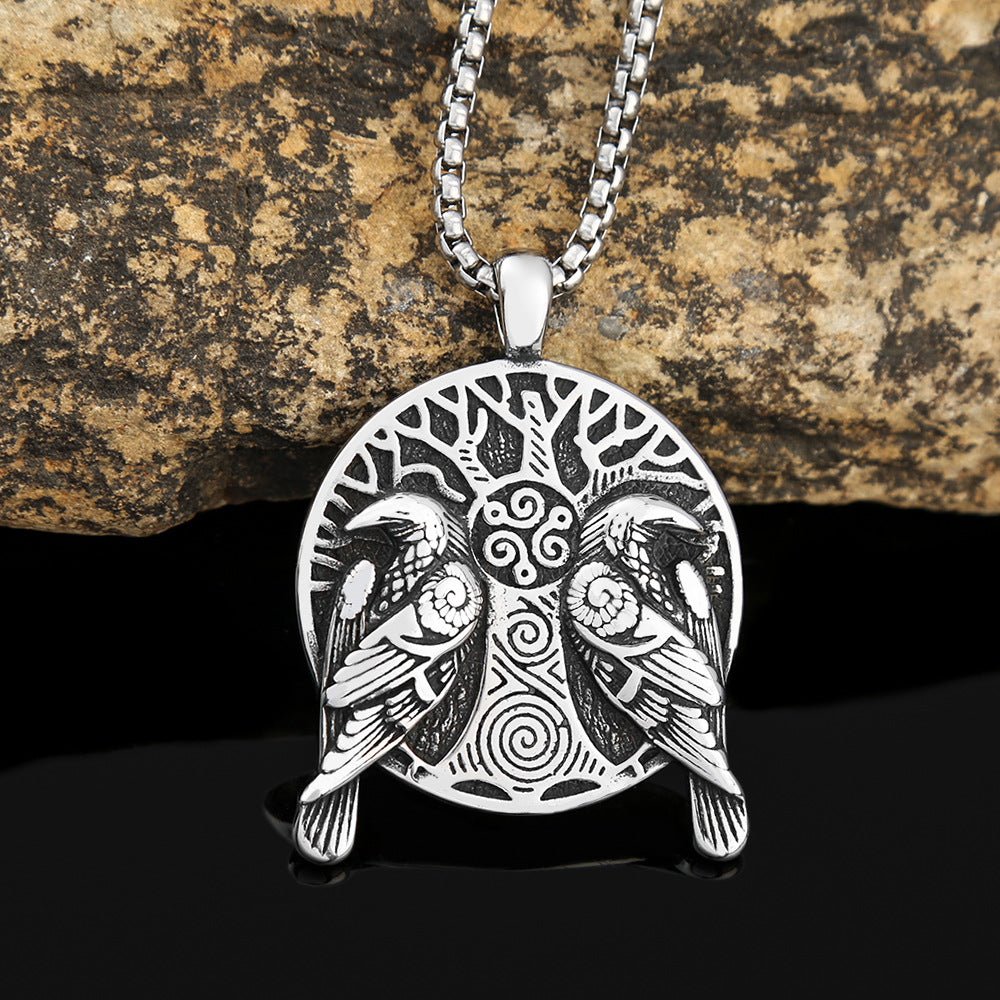Foreign Trade Viking Odin Crow Titanium Steel Necklace
