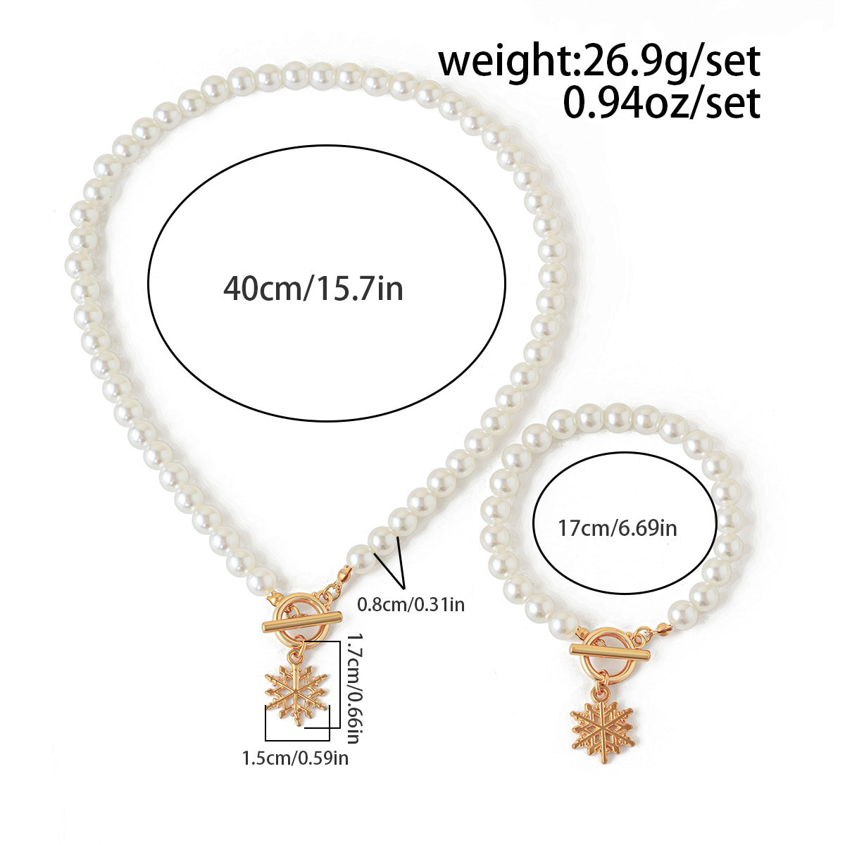 Holiday Pearl-Style Necklace & Bracelet Set