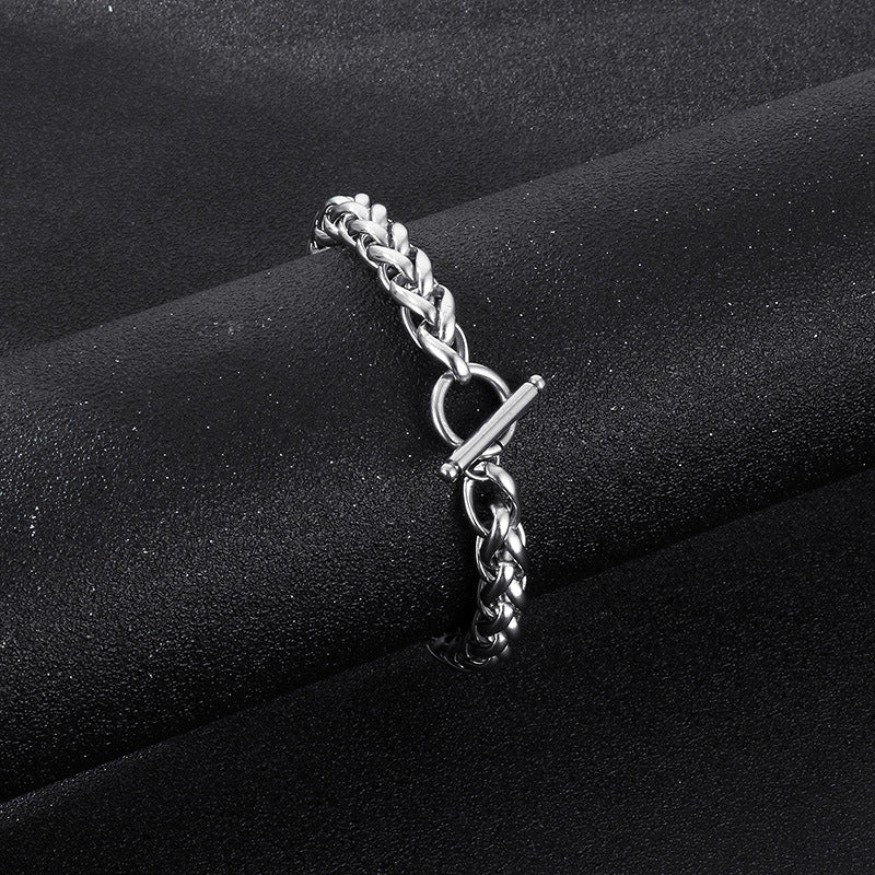 Elegant Handmade Stainless Steel Men's Bracelet with Unique Flower Basket Chain Design