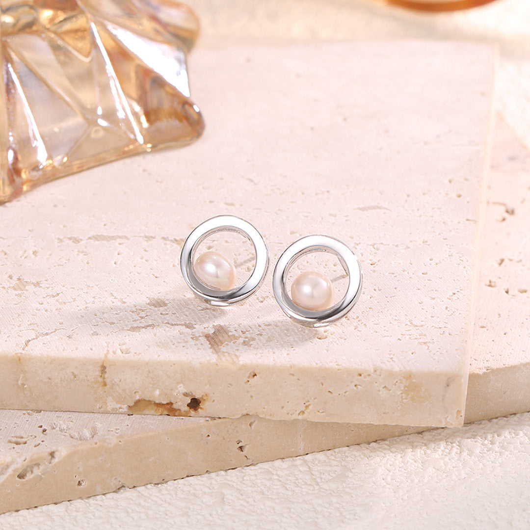 Minimalist Pearl 925 Sterling Silver Women's Earrings