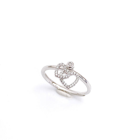 S925 Sterling Silver Heart Ring — Adjustable