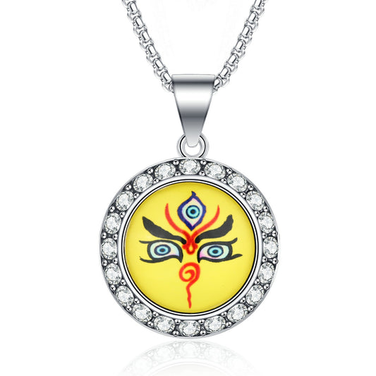 Steel Necklace – Elegant Nepalese Prajna Eye