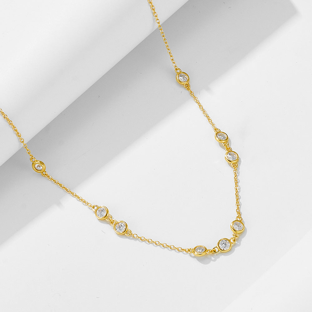 925 Sterling Silver Classic Stacked Zircon Necklace Sense Versatile Necklace