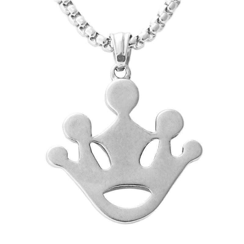 Personalized Titanium Steel Crown Pendant Necklace for Trendy Girls - Retro Punk Style