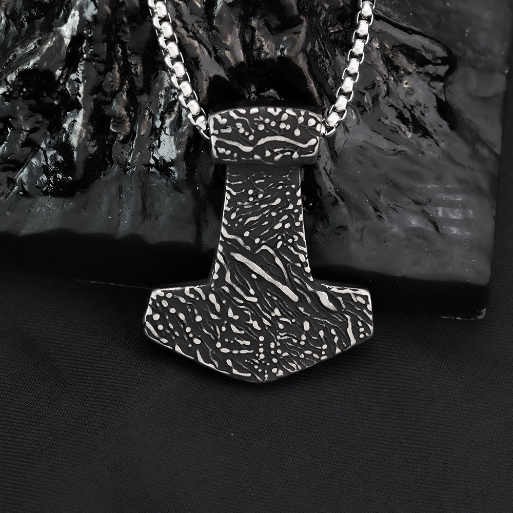 European And American Jewelry Wholesale Titanium Steel Men's Pendant Stainless Steel Necklace Retro Viking Hammer