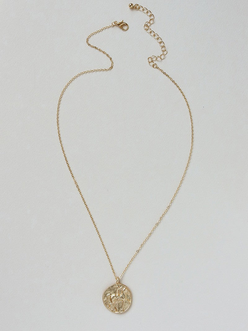 Gold Coin Pendant Necklace - Retro Sweater Chain by Planderful Collection