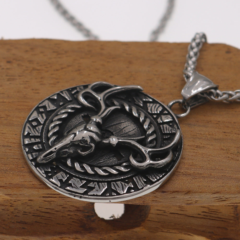 Viking Odin Mythology Deer Head Talisman Necklace - Norse Legacy Collection