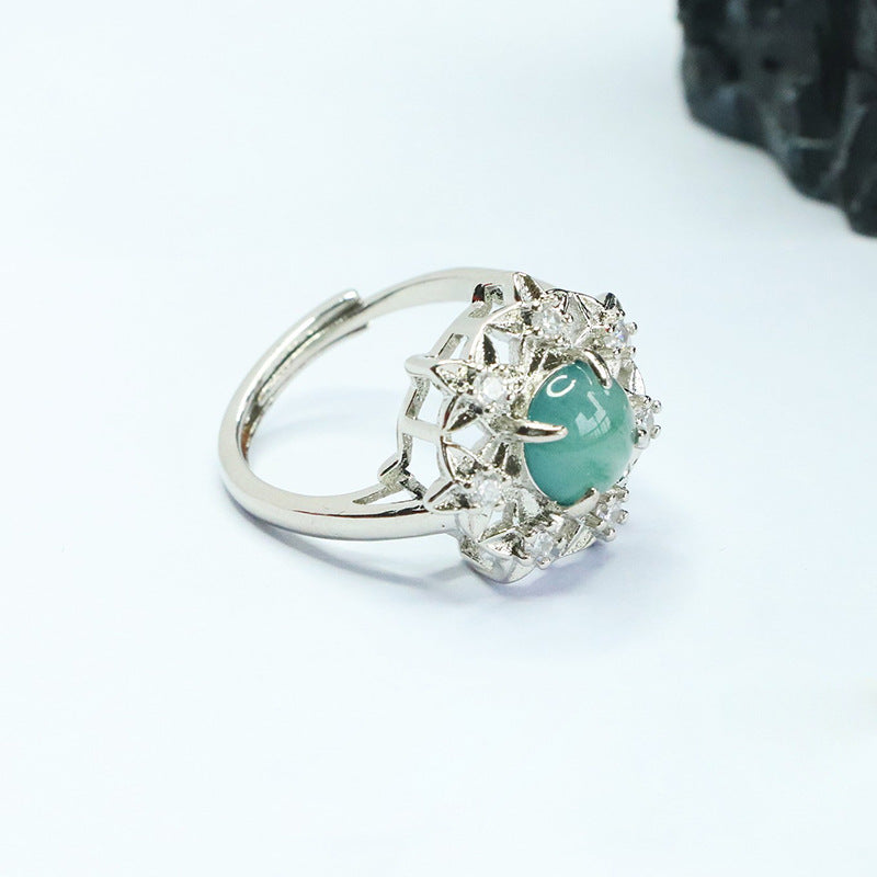 Blue-Water Jadeite Vine Ring