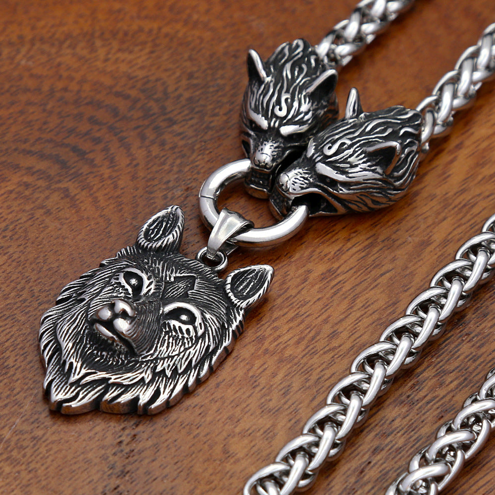 Viking Wolf Stainless Steel Men's Necklace