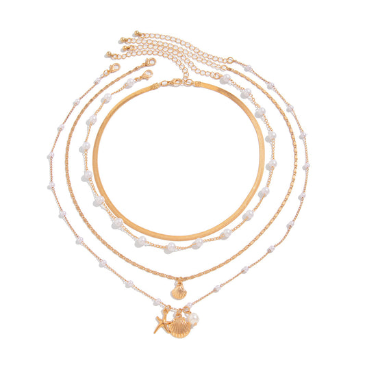 Planderful Vienna Verve Necklace – Elegant Imitation Pearl Layered Design