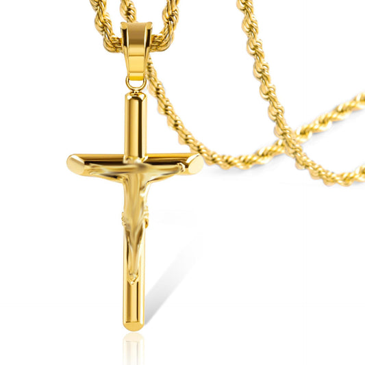 Planderful Stainless Steel Cross Pendant Necklace For Unisex Daily Wear Punk Hip Hop Style