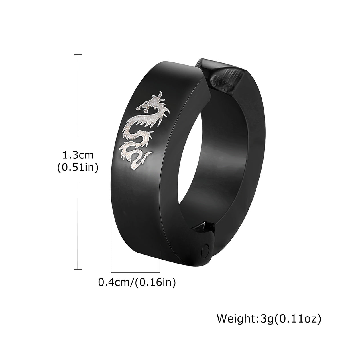 Modern Black-Tone Stainless Steel Earring — Single