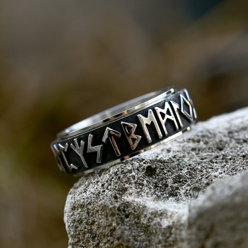 Titanium Steel Nordic Viking Rotating Ring for Men and Women - Simple and Stylish Jewelry from Japan and South Korea