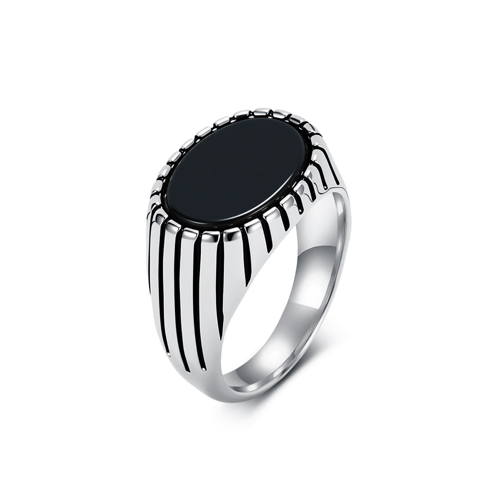 Vintage Black Stainless Steel Ring