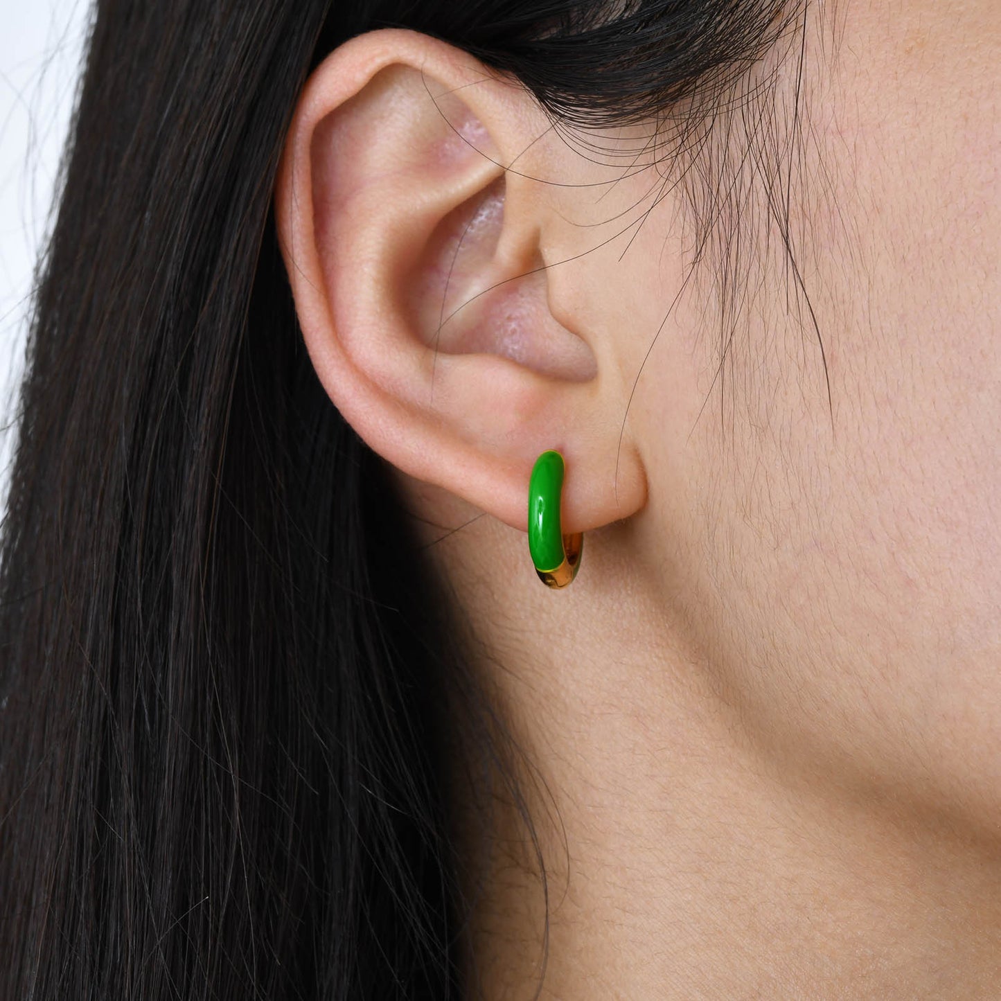 Ladies Fashion Stainless Steel Candy Color Earrings Gold Set