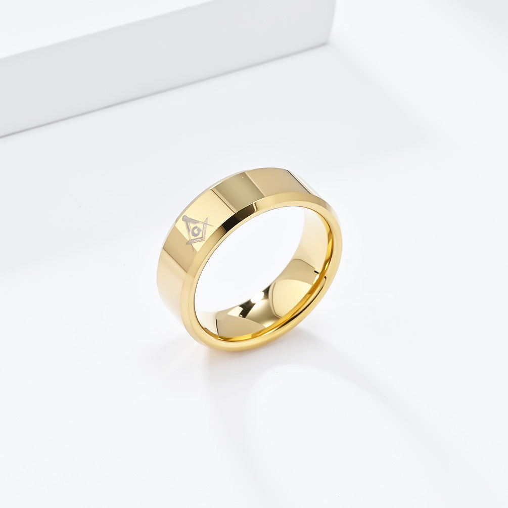 Cross-Border European and American Masonic Tungsten Ring