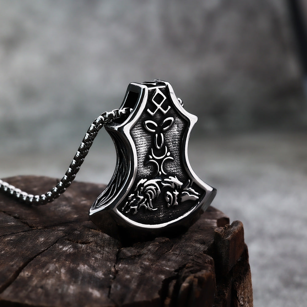 Punk Viking Wolf Stainless Steel Men's Pendant Necklace