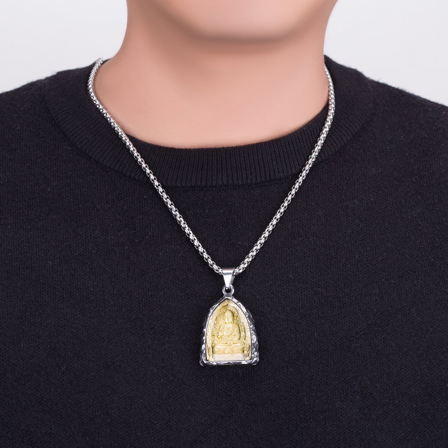 Stainless Steel Necklace - Statement Patron Saints Pendant