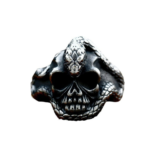 Punk Style Titanium Steel Python Skull Ring for Men - Wholesale Cross-Border Fashion Accessory