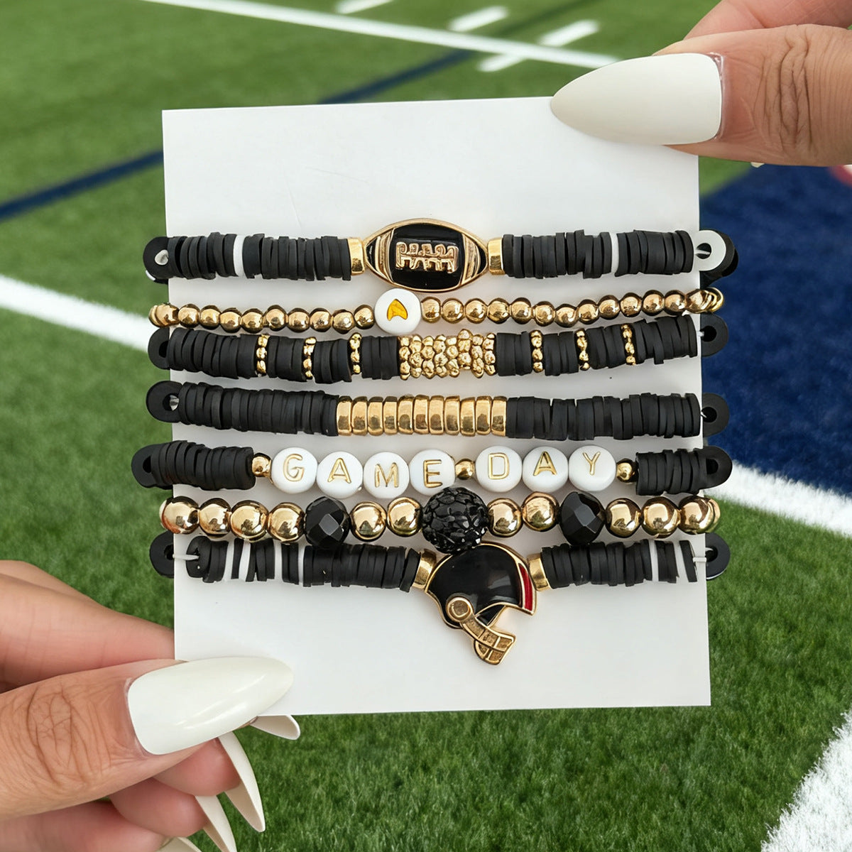 Planderful Football Bracelet Set Vienna Verve Game Day Jewelry For Women Bold Colorful Drip Statement