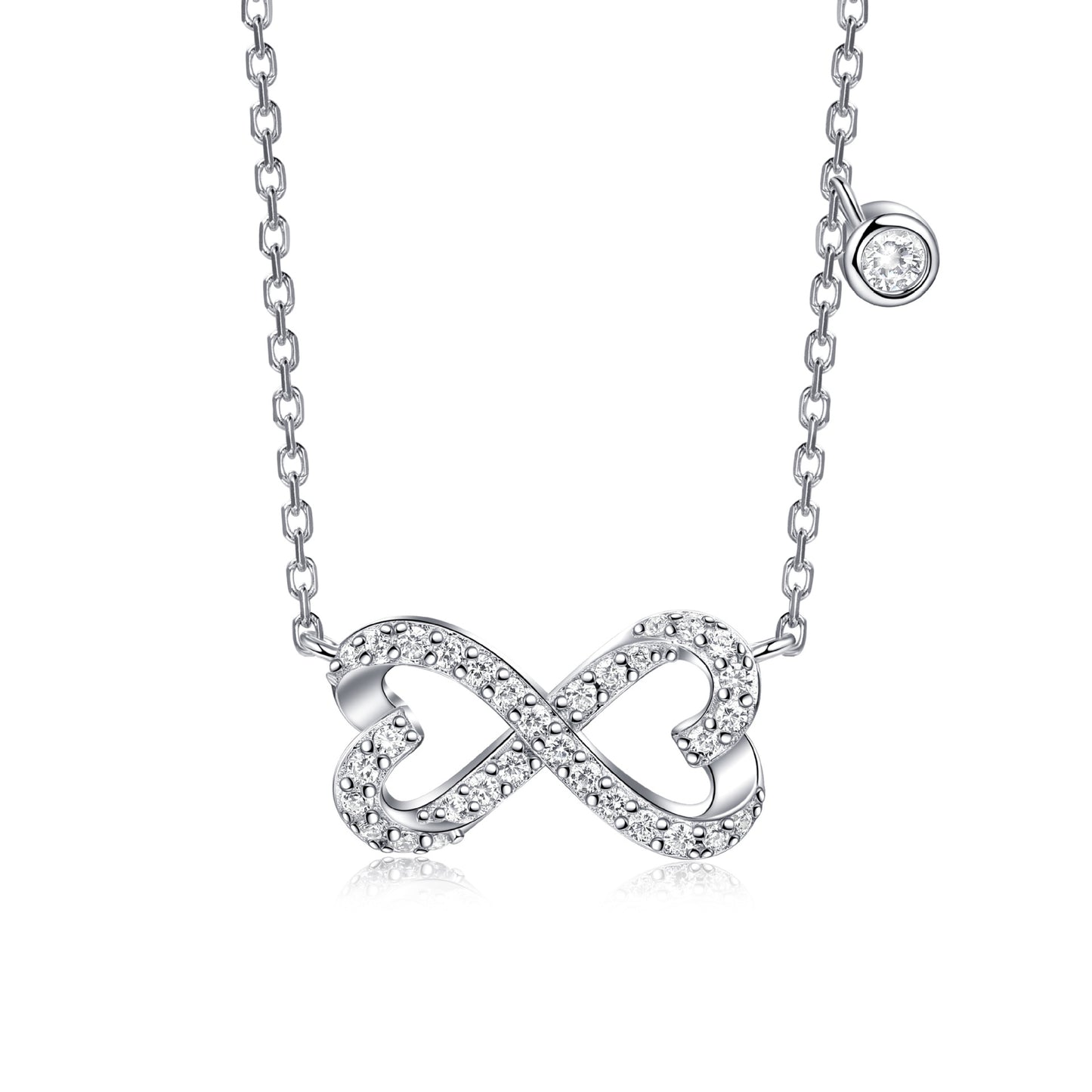 Cross-Border 925 Sterling Silver Double-Ring Bow Necklace