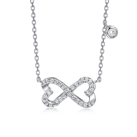 Cross-Border 925 Sterling Silver Double-Ring Bow Necklace